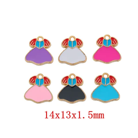 Alloy Drip Oil Enamel Princess Dress Charms For DIY Jewelry Making Accessories Cartoon Style For Earring Necklace Bracelet
