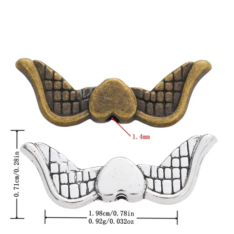 Vintage Alloy Wing Heart Spacer Beads For DIY Bracelet Necklace Making Retro Style Jewelry Findings Components Beads