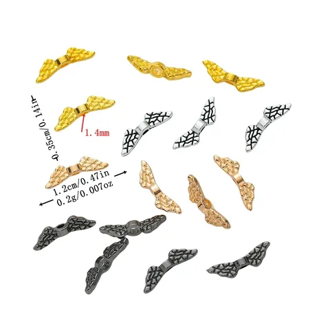 Vintage Legering Vleugel Tussenkralen Voor DIY Armband Ketting Sieraden Maken Veer Getextureerde Geperforeerde Metalen Vleugel Kralen
