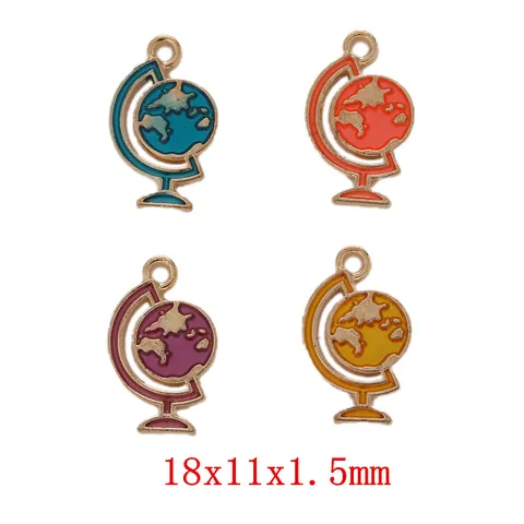 Globe Earth Alloy Enamel Charms For Jewelry Making DIY Necklace Bracelet Earring Gold Plated Planet Pendants For Women