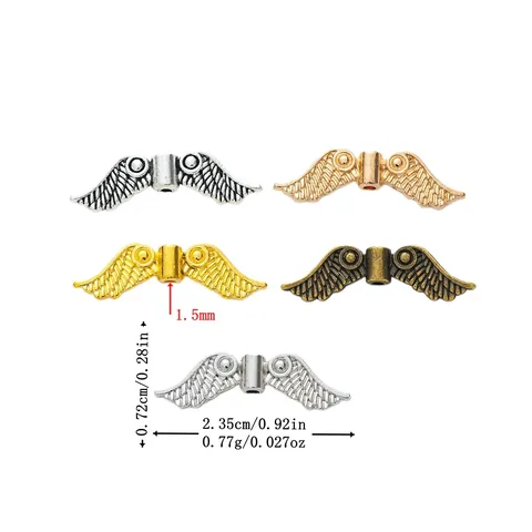 Vintage Zinc Alloy Wing Shape Spacer Beads For DIY Jewelry Making Bracelet Necklace Findings Metal Wings Feather Charm