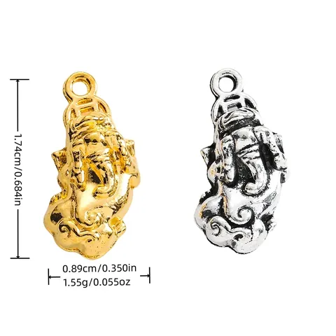 Pendentifs en Alliage Vintage Pixiu Ganesha Pièce Ancienne pour Création Bijoux DIY Or Argent Antique Pendentifs Métalliques Accessoires
