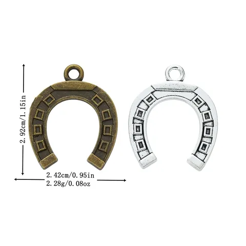 Vintage Alloy Horseshoe Charms For DIY Jewelry Making Antique Silver Bronze Metal Horse Shoe Pendants Craft Accessories