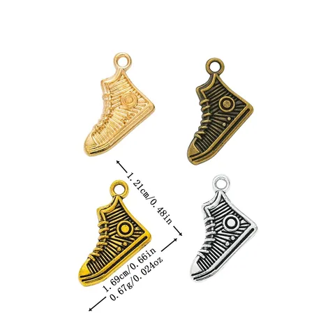 Vintage Zinc Alloy High Top Sneaker Pendants 3D Shoe Shape Charms For DIY Necklace Bracelet Keychain Jewelry Making Accessory