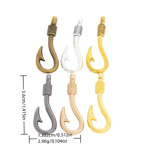 Vintage Alloy Fish Hook Charms Pendants DIY Jewelry Making Accessories For Necklace Bracelet Findings Bronze Silver Gold Black