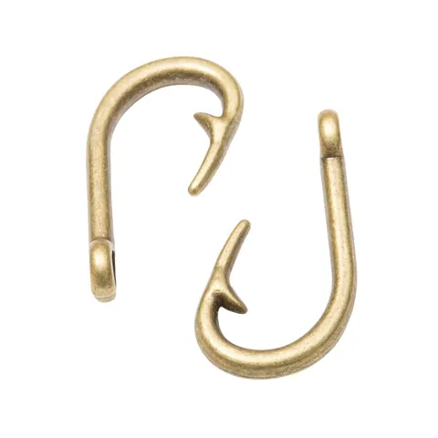 Vintage Zinc Alloy Fish Hook Charms For DIY Jewelry Making Pendants Necklace Keychain Accessory Gold Silver Bronze Black