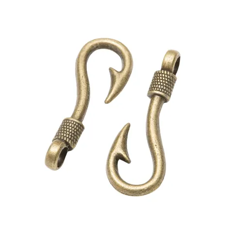Vintage Alloy Fish Hook Charms Pendants DIY Jewelry Making Accessories For Necklace Bracelet Findings Bronze Silver Gold Black