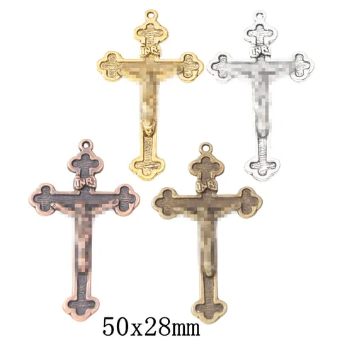 Ciondolo a Croce di Gesù in Lega Vintage Ciondoli Religiosi per Creazione di Gioielli Fai da Te Accessori per Collana Antico Oro Argento Bronzo Rame