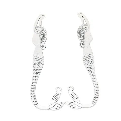 Vintage Zinc Alloy Mermaid Shape Bookmark Pendant DIY Jewelry Making Accessory For Charms Antique Bronze Silver Gold