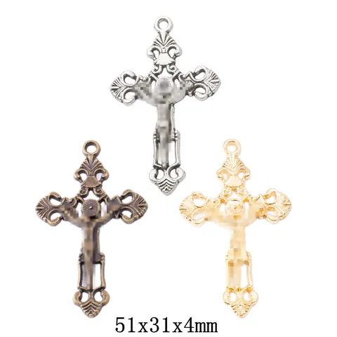 Ciondoli a Croce di Gesù in Lega Vintage per Creazione di Gioielli Fai-da-te Bronzo Antico Argento Oro Ciondoli Religiosi 51-31-4
