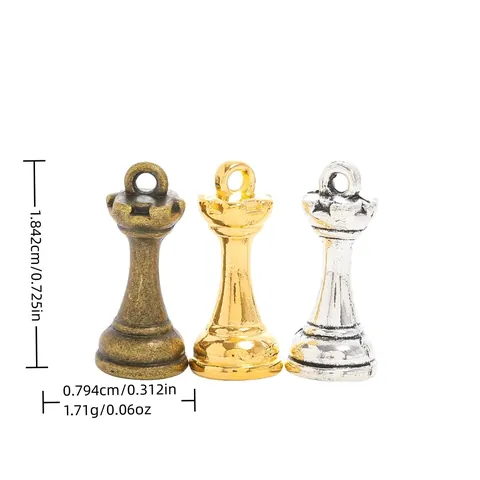 Vintage Legierung Internationale Schach Anhänger DIY Schmuckherstellung Antike Bronze Gold Silber Schachfigur Form Anhänger