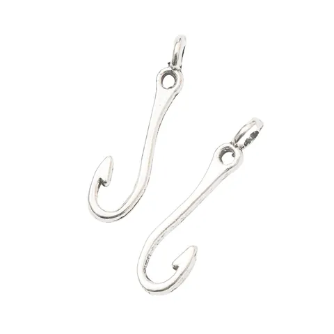 Vintage Alloy Fish Hook Charms Pendants Antique Bronze Silver Plated For DIY Jewelry Making Necklaces Bracelets Accessories
