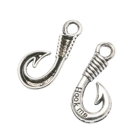 Vintage Alloy Fish Hook Pendant Charms With Hook Me Engraved Lettering For DIY Jewelry Making Necklace Bracelet Findings Accessories