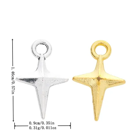 Vintage Alloy Four Pointed Star Pendant Charms DIY Jewelry Making Accessories Retro Starry Sky Stars For Necklace Bracelet Earring Crafting