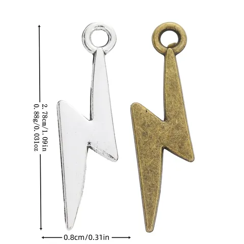 Vintage Alloy Lightning Bolt Shape Pendants DIY Jewelry Accessories For Necklace Earring Making Antique Silver Bronze Charms