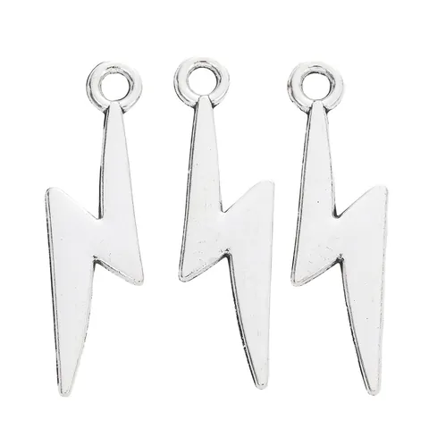 Vintage Alloy Lightning Bolt Shape Pendants DIY Jewelry Accessories For Necklace Earring Making Antique Silver Bronze Charms