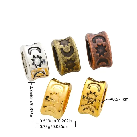 Vintage Zinc Alloy Large Hole Beads Sun Moon Star Celestial Pattern Spacers For DIY Jewelry Making Bracelet Necklace