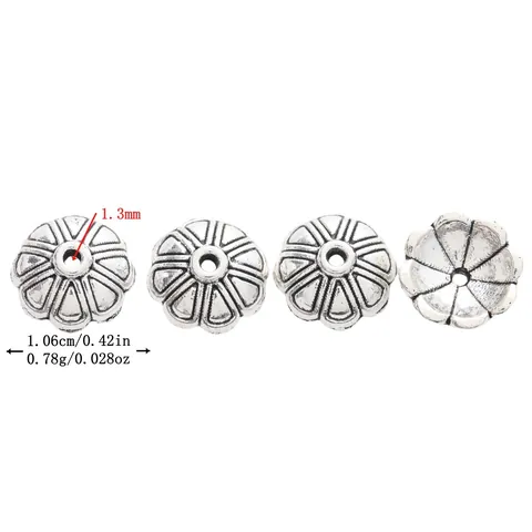 Calottes de Perles Fleur en Alliage Vintage Intercalaires pour Création Bijoux DIY Argent Antique Rétro Floral Perles Métal Accessoires