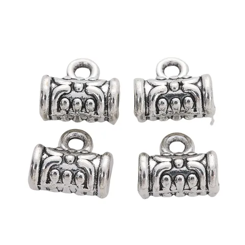 Perles d'Espacement Cylindriques en Alliage Vintage Avec Motifs en Relief et Boucle pour la Fabrication de Bijoux Pendentifs