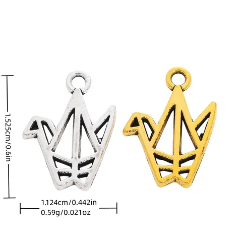 Vintage Alloy Origami Paper Crane Charms Hollow Bird Pendants For DIY Jewelry Making Antique Gold Silver Accessories