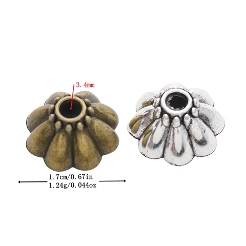 Calottes de Perles Fleurs en Alliage de Zinc Rétro pour Création de Bijoux DIY Accessoires en Métal Bronze Argent Antique