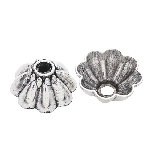 Calottes de Perles Fleurs en Alliage de Zinc Rétro pour Création de Bijoux DIY Accessoires en Métal Bronze Argent Antique