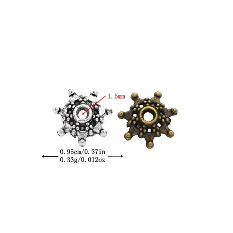 Retro Zinc Alloy Hexagonal Star Bead Caps Snowflake Spacer Beads For DIY Jewelry Making Antique Bronze Silver Metal Findings