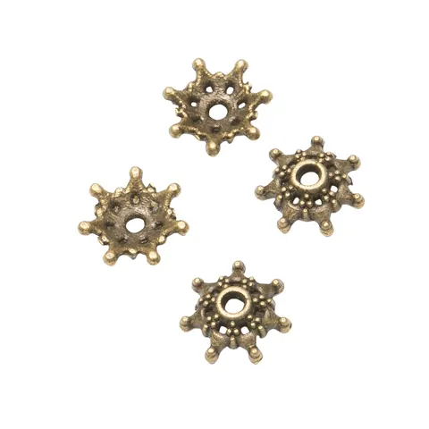 Retro Zinc Alloy Hexagonal Star Bead Caps Snowflake Spacer Beads For DIY Jewelry Making Antique Bronze Silver Metal Findings