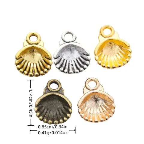 Vintage Alloy Shell Scallop Charms For Jewelry Making DIY Bracelet Necklace Antique Finish Metallic Craft Accessory Pendants