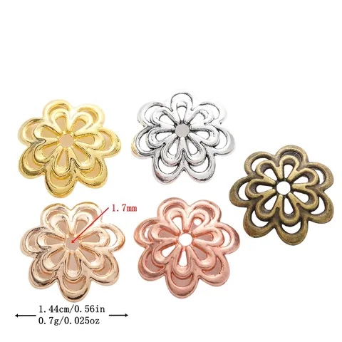 Calottes de Perles en Forme de Fleur Creuse en Alliage Vintage Accessoires Bijoux DIY Bracelet Collier Calottes Florales Rétro