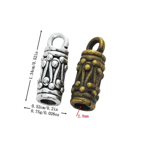 Retro Alloy Cylindrical Carved Charms Antique Bronze Silver Relief Beads For DIY Jewelry Making Necklaces Bracelet Pendants