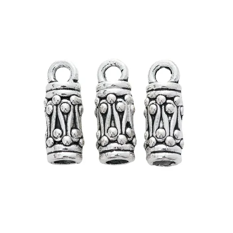Retro Alloy Cylindrical Carved Charms Antique Bronze Silver Relief Beads For DIY Jewelry Making Necklaces Bracelet Pendants