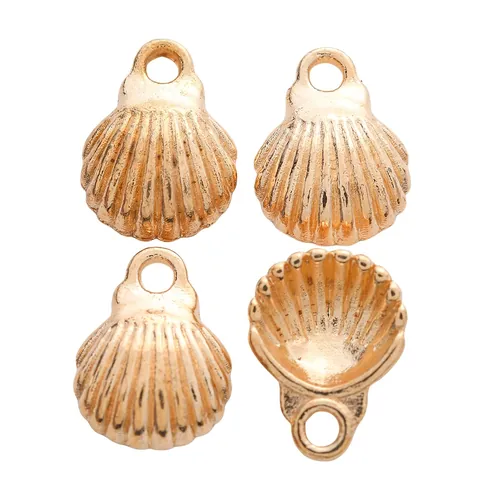 Vintage Alloy Shell Scallop Charms For Jewelry Making DIY Bracelet Necklace Antique Finish Metallic Craft Accessory Pendants