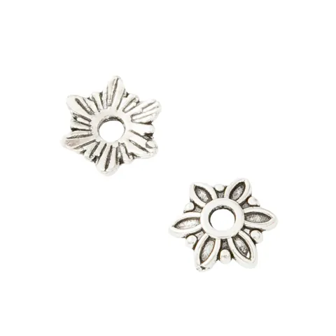 Cuentas Espaciadoras de Flores de Aleación de Zinc Vintage Capuchones de Cuentas de Seis Pétalos Retro Para Accesorios de Creación de Joyas DIY Conectores Artesanales