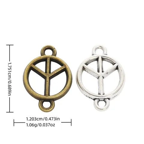 Vintage Legering Vredesteken Hangers Dubbele Lus Connectoren Voor Sieraden Maken Antiek Zilver Brons Holle Ronde Hangers Accessoires