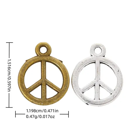 Vintage Legering Vredesteken Hanger Ronde Metalen Bedel Voor Sieraden Maken DIY Antiek Zilver Brons Accessoires