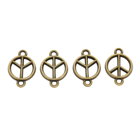 Vintage Legering Vredesteken Hangers Dubbele Lus Connectoren Voor Sieraden Maken Antiek Zilver Brons Holle Ronde Hangers Accessoires