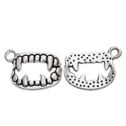 Vintage Κράμα Δόντι Βρυκόλακα Charms Μενταγιόν Δόντια Βρυκόλακα για Κατασκευή Κοσμημάτων DIY Halloween Γοτθικά Αξεσουάρ Αντίκες Ασήμι