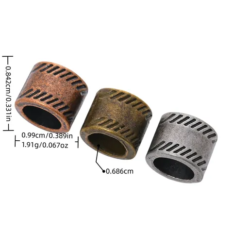 Vintage Legierung Großlochperlen Zylindrische Gerillte Zwischenperlen Für DIY Schmuckherstellung Europäisches Armband Zubehör