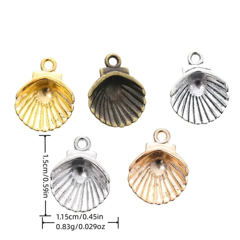 Vintage Zinc Alloy Shell Pendants For DIY Jewelry Making Antique Bronze Gold Silver Scallop Shape Handcrafted Craft Accessories