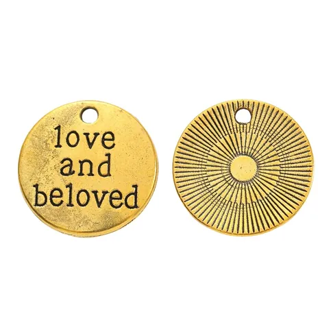 Vintage Zinc Alloy Round Love And Beloved Word Plate Pendants For DIY Jewelry Making Accessories Crafting Charms