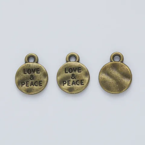 Ciondoli in Lega Rotondi Love Peace Incisi per Creazione Gioielli DIY Pendenti in Metallo Retro Vintage Accessori per Artigianato