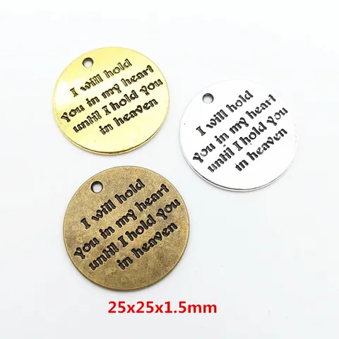 Vintage Round Zinc Alloy Engraved Quote Pendants Memorial Word Plate Charms For DIY Jewelry Making Memorial Gift Components