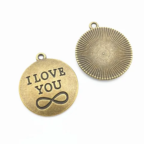 DIY Round Alloy Pendants I Love You Infinity Sign Metal Charms Vintage Bronze Silver Gold For Necklace Bracelet Making