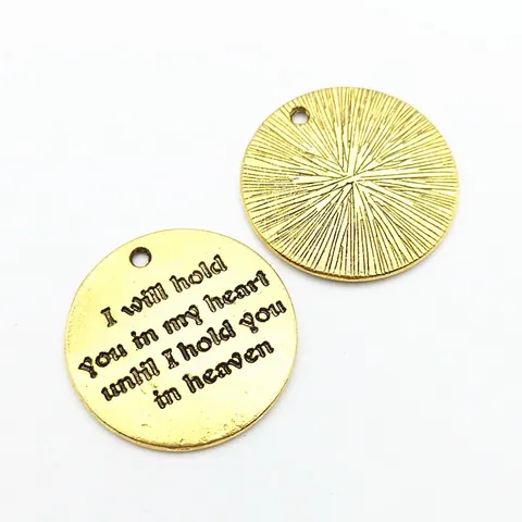 Vintage Round Zinc Alloy Engraved Quote Pendants Memorial Word Plate Charms For DIY Jewelry Making Memorial Gift Components