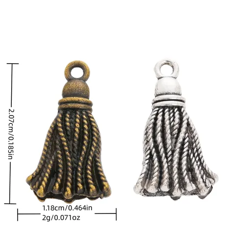 Vintage Zinc Alloy Tassel Pendants For DIY Jewelry Making Antique Bronze Silver Electroplated Woven Texture Charms Accessories