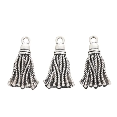 Vintage Zinc Alloy Tassel Pendants For DIY Jewelry Making Antique Bronze Silver Electroplated Woven Texture Charms Accessories