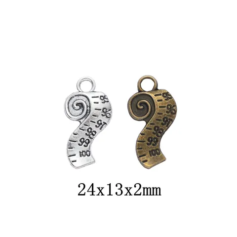 Vintage Zinc Alloy Tape Measure Shape Pendants DIY Jewelry Making Accessories Antique Bronze Silver Ruler Charms For Crafting