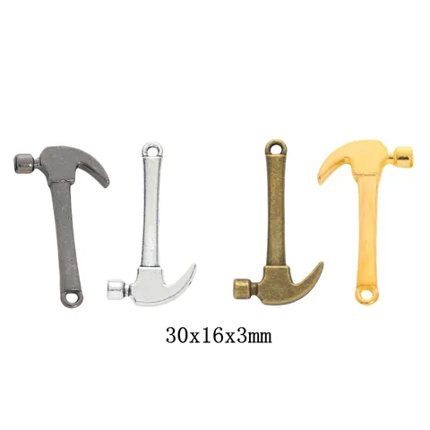 Vintage Zinc Alloy Hammer Shaped Charms DIY Jewelry Making Accessories Retro Tool Design Pendants For Necklaces Bracelets