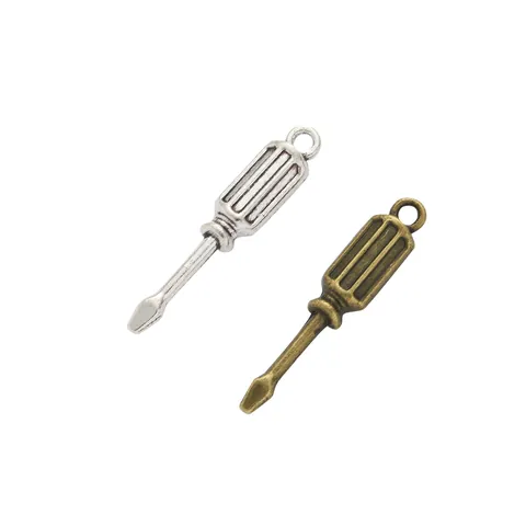Vintage Zinc Alloy Screwdriver Charms Antique Bronze Silver Tool Pendant Only For DIY Jewelry Making Accessories Charms